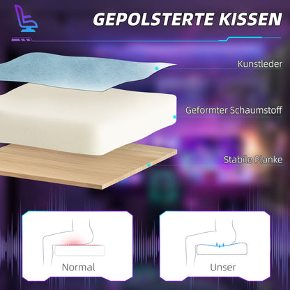 Gaming Chair with Reclining Function, Height Adjustable Desk Chair with Head and Lumbar Pillows, Ergonomic Gaming Seat with Extendable Footrest, Artificial Leather, up to 120 kg, Blue