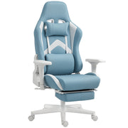 Gaming Chair with Reclining Function, Height Adjustable Desk Chair with Head and Lumbar Pillows, Ergonomic Gaming Seat with Extendable Footrest, Artificial Leather, up to 120 kg, Blue
