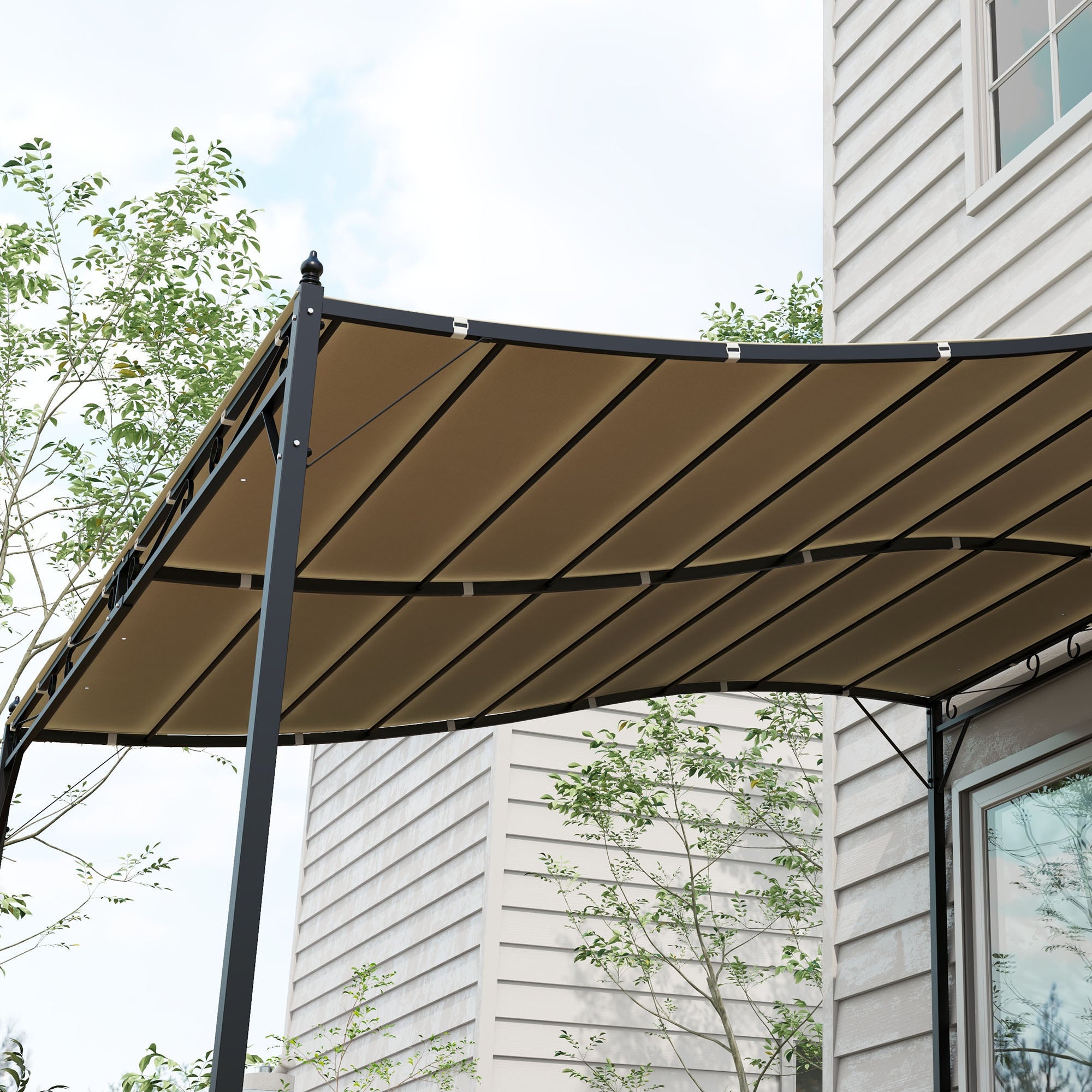 Replacement Canopy for Garden Pergola 2.5x3 m with 8 Drainage Holes, Hooks, and Rings, Polyester Gazebo Pergola Cover, 297x243 cm, Beige