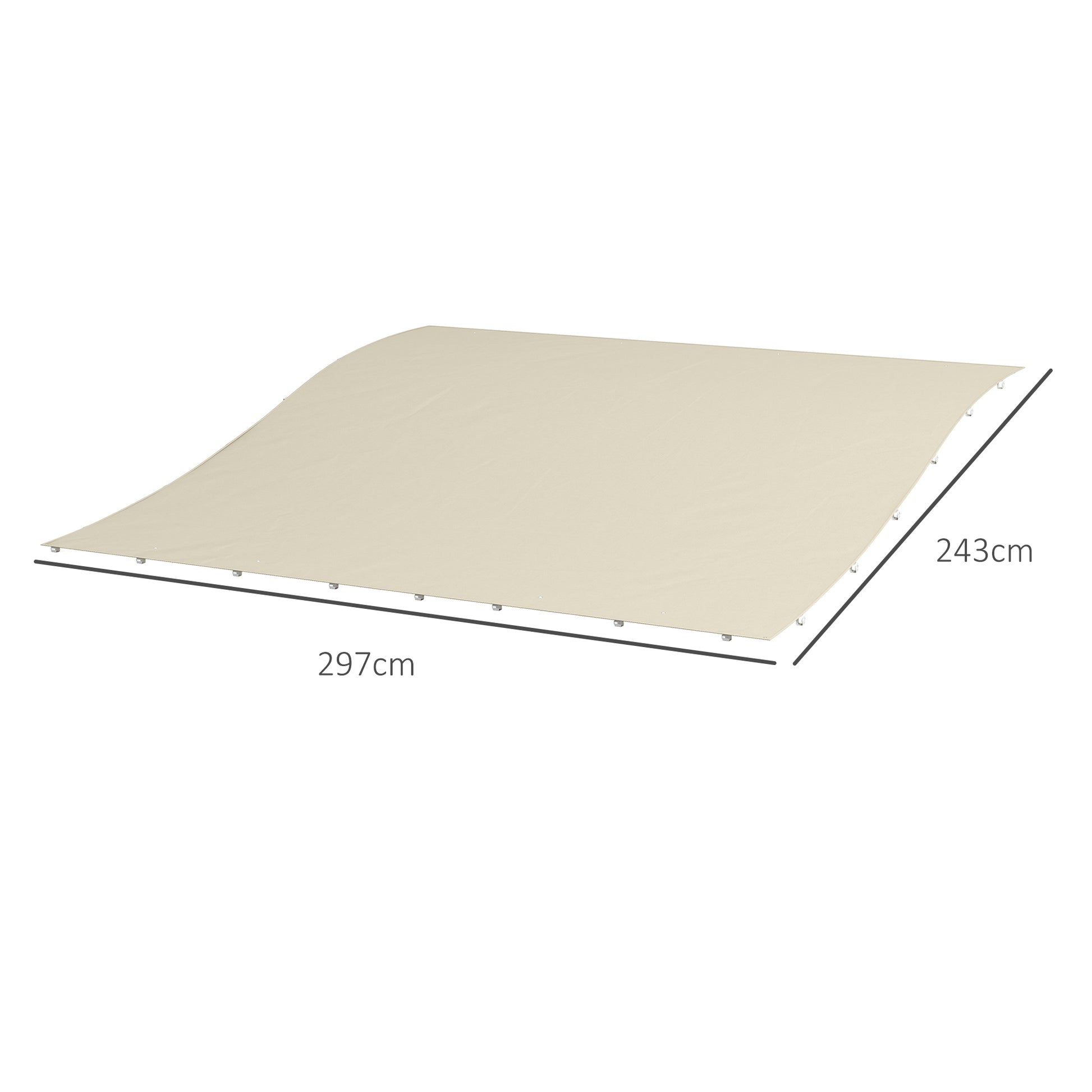 Replacement Canopy for Garden Pergola 2.5x3 m with 8 Drainage Holes, Hooks, and Rings, Polyester Gazebo Pergola Cover, 297x243 cm, Beige