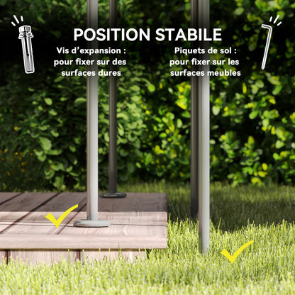 Outdoor Gazebo 13' x 9.8' (4 x 3 m) — Double-Vent Roof, 6 Metal Posts, 12 Drainage Outlets — Khaki