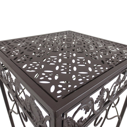 Set of 3 Pieces Classic Iron Plant Stand in Brown