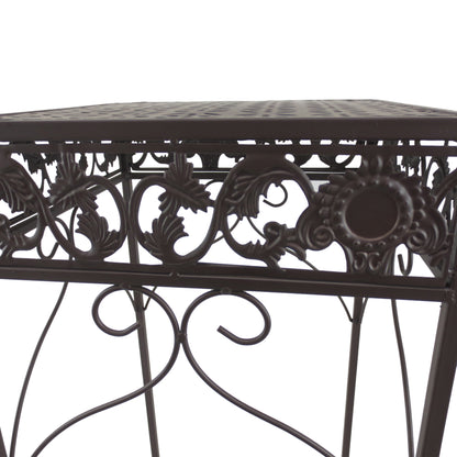 Set of 3 Pieces Classic Iron Plant Stand in Brown