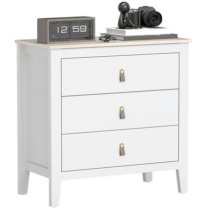 3-Drawer Chest of Drawers Dresser for Bedroom with PU Handles Chest of Drawers for Living Room Hallway 80x40x78.5 cm White