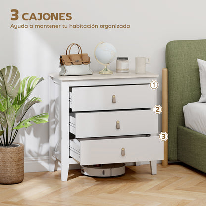 3-Drawer Chest of Drawers Dresser for Bedroom with PU Handles Chest of Drawers for Living Room Hallway 80x40x78.5 cm White