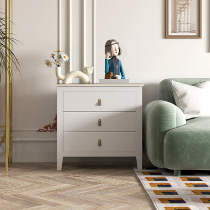 3-Drawer Chest of Drawers Dresser for Bedroom with PU Handles Chest of Drawers for Living Room Hallway 80x40x78.5 cm White
