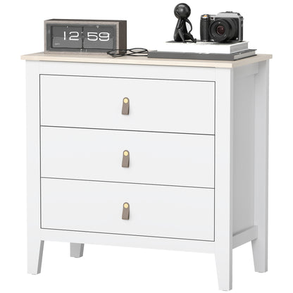 3-Drawer Chest of Drawers Dresser for Bedroom with PU Handles Chest of Drawers for Living Room Hallway 80x40x78.5 cm White