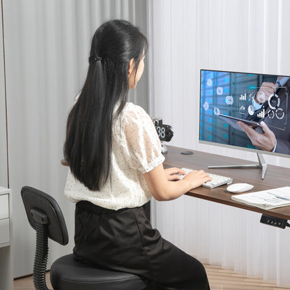 Office Chair Ergonomic Desk Chair with Adjustable Foot Ring, Armless, Height Adjustable Swivel Chair in Black PU Leather