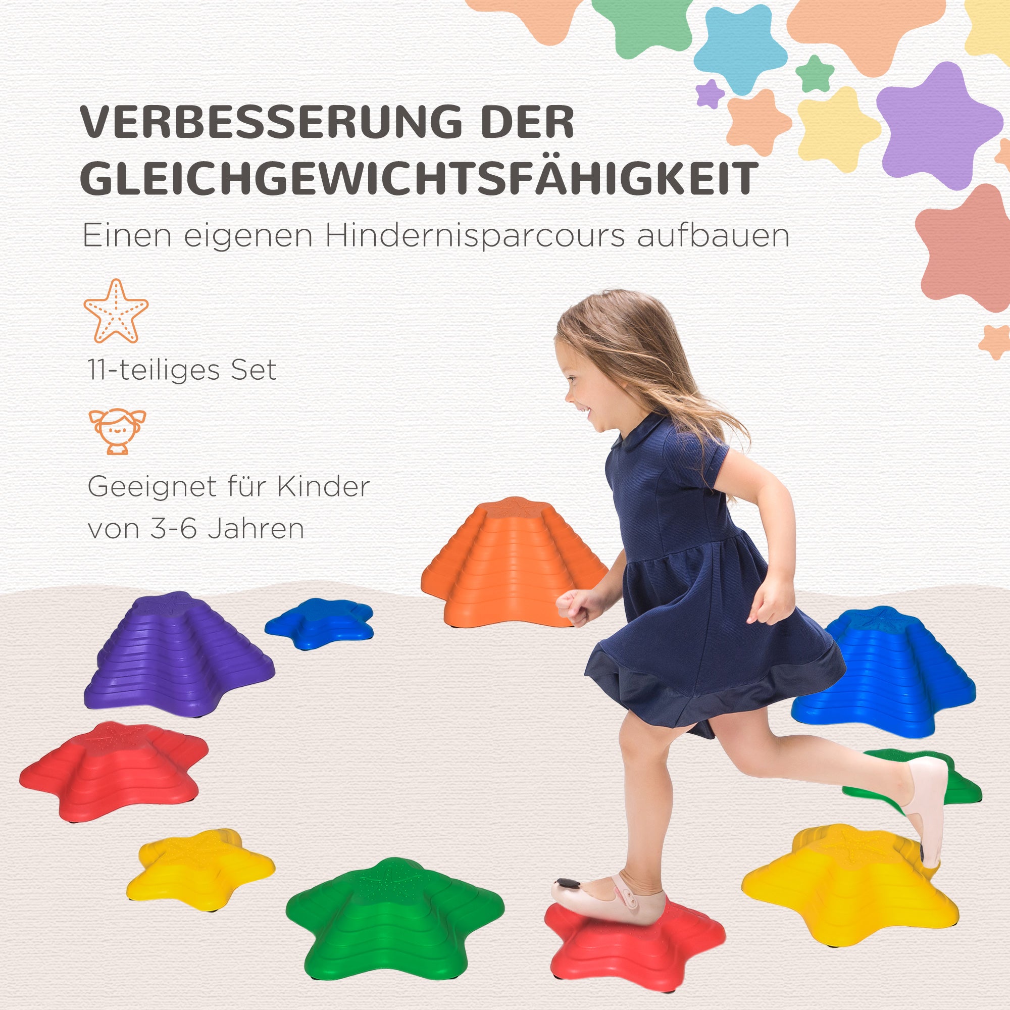 Balance Stones for Children 11 Pieces Non-Slip Stackable Balancing Stones for Promoting Balance Coordination, River Stones 3-8 Years Stepping Stones for Indoors Outdoors