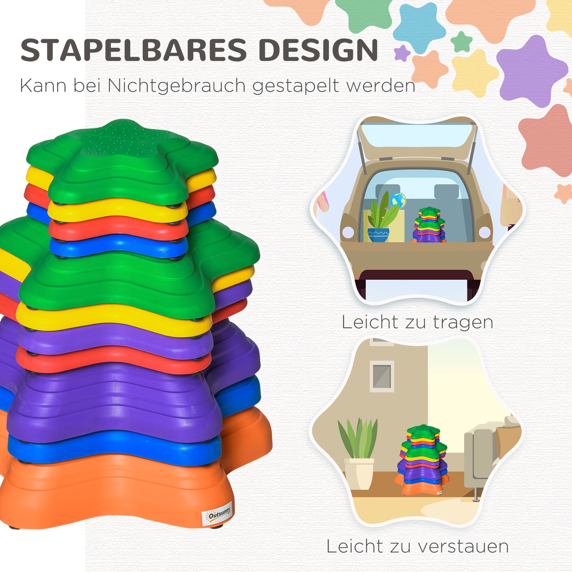 Balance Stones for Children 11 Pieces Non-Slip Stackable Balancing Stones for Promoting Balance Coordination, River Stones 3-8 Years Stepping Stones for Indoors Outdoors