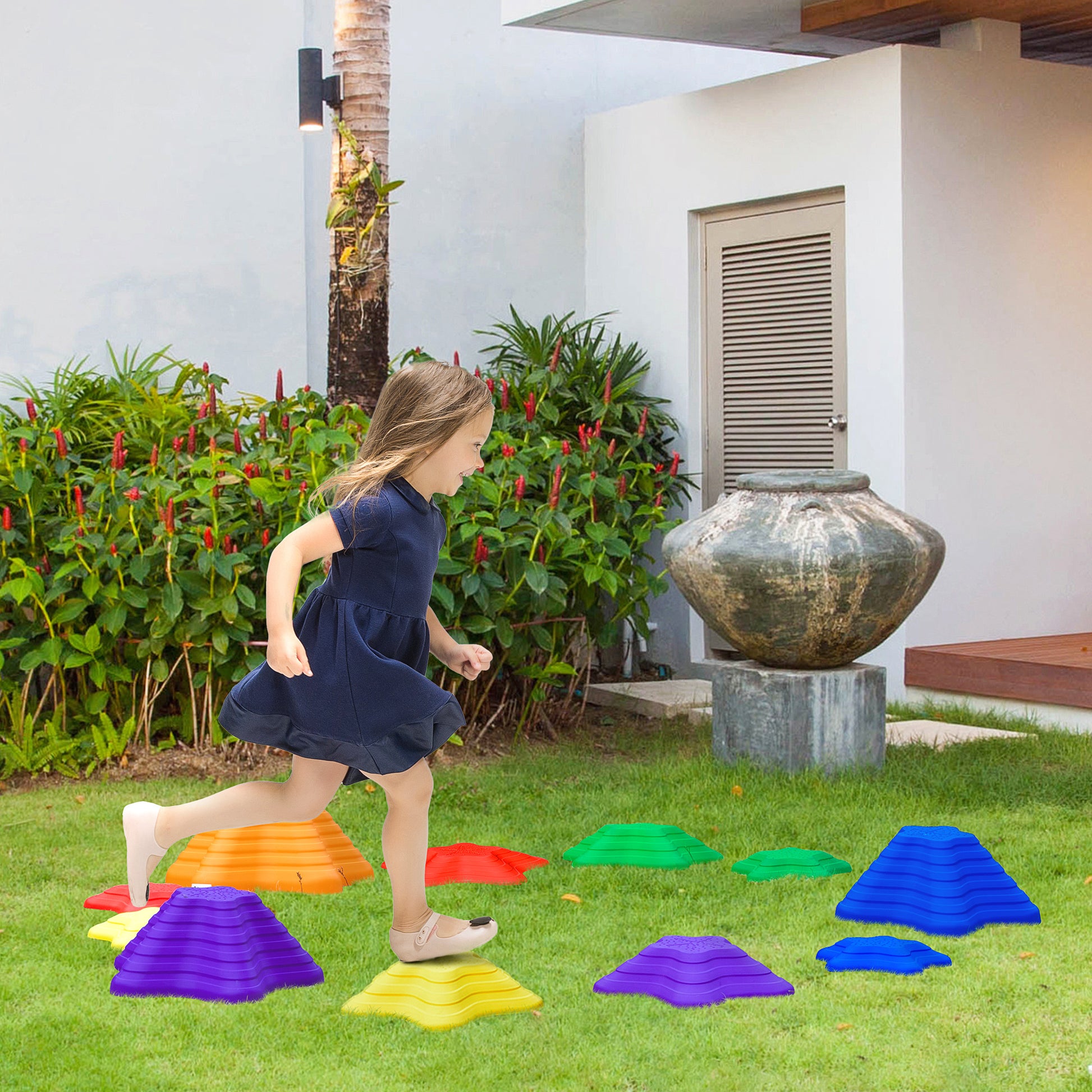 Balance Stones for Children 11 Pieces Non-Slip Stackable Balancing Stones for Promoting Balance Coordination, River Stones 3-8 Years Stepping Stones for Indoors Outdoors