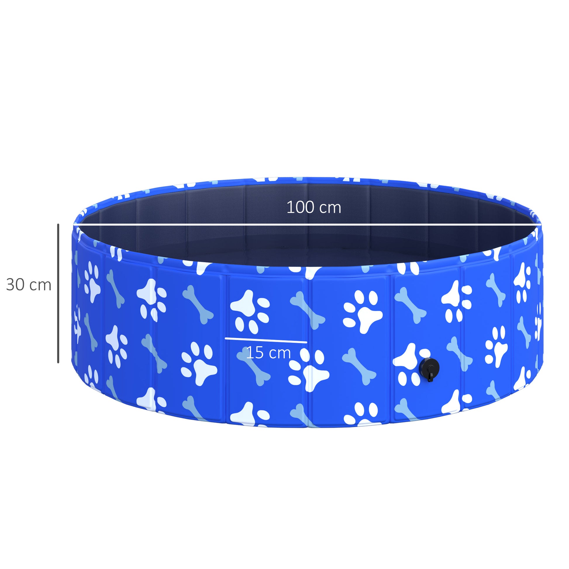 Small Size Dog Hard Pool 35kg in Hard Plastic and Non-Slip for Garden or Indoors, Blue Φ100x30cm