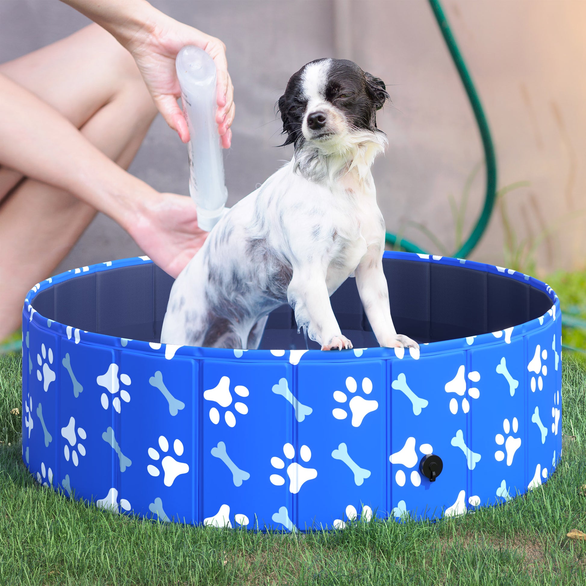 Small Size Dog Hard Pool 35kg in Hard Plastic and Non-Slip for Garden or Indoors, Blue Φ100x30cm