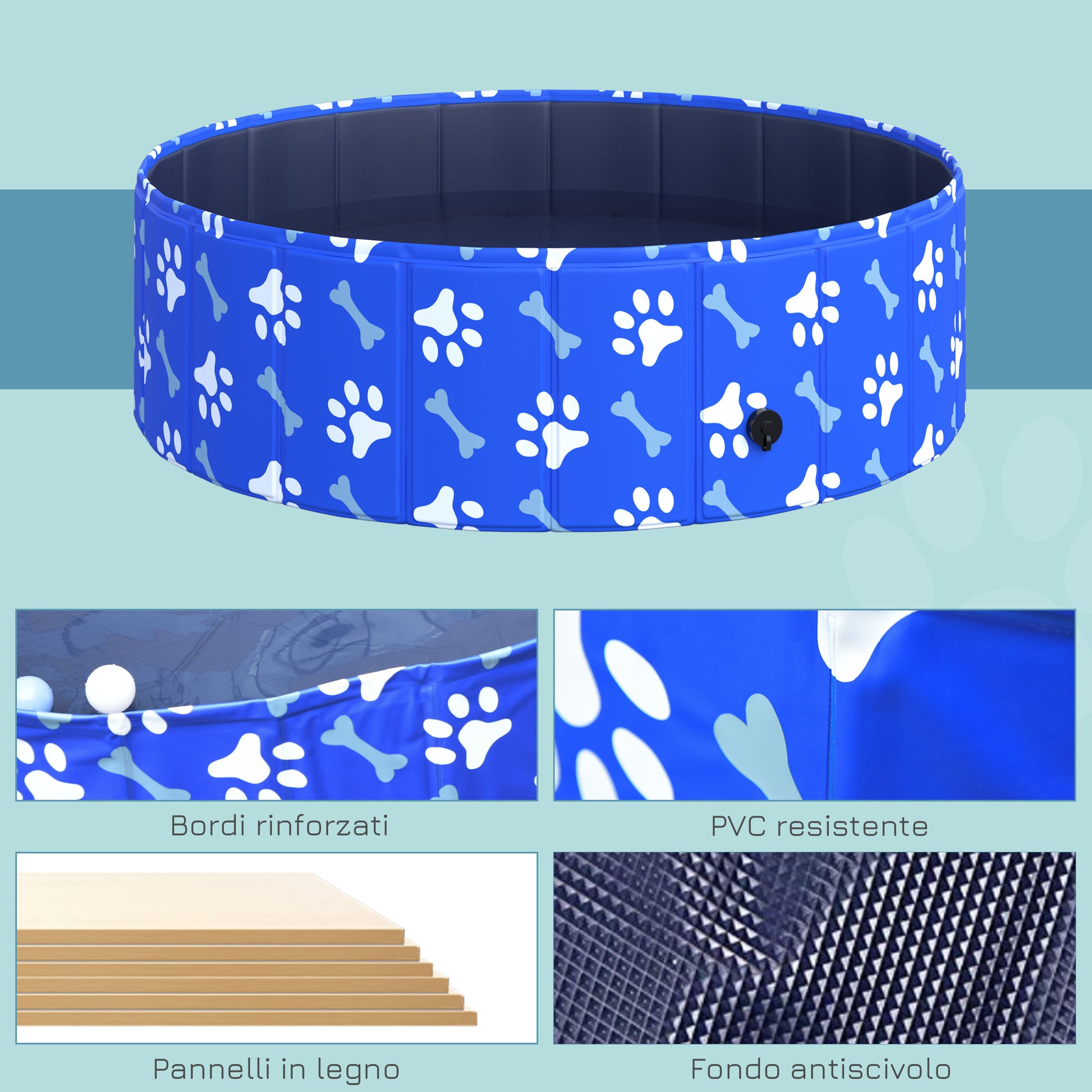 Small Size Dog Hard Pool 35kg in Hard Plastic and Non-Slip for Garden or Indoors, Blue Φ100x30cm