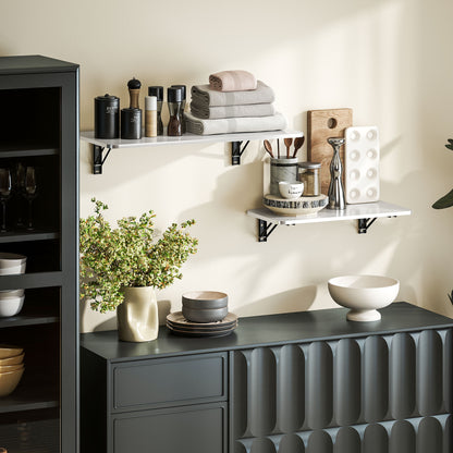 Set of 2 Folding Wall Tables Floating Desks for Small Spaces Foldable Tables for Kitchen Dining Room Study Bedroom and Living Room White Gloss