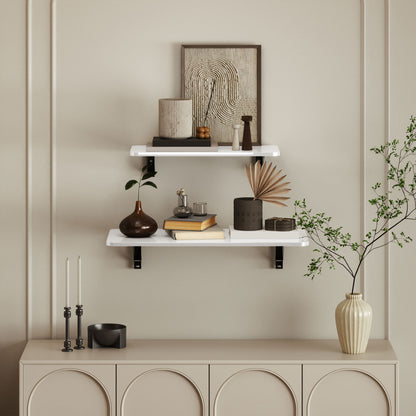 Set of 2 Folding Wall Tables Floating Desks for Small Spaces Foldable Tables for Kitchen Dining Room Study Bedroom and Living Room White Gloss