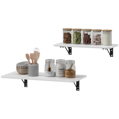 Set of 2 Folding Wall Tables Floating Desks for Small Spaces Foldable Tables for Kitchen Dining Room Study Bedroom and Living Room White Gloss