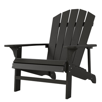 Weather-Resistant Wooden Adirondack Chair for Outdoors — High Back Garden Chair with Wide Armrests, Black, 31 x 35 x 35 in