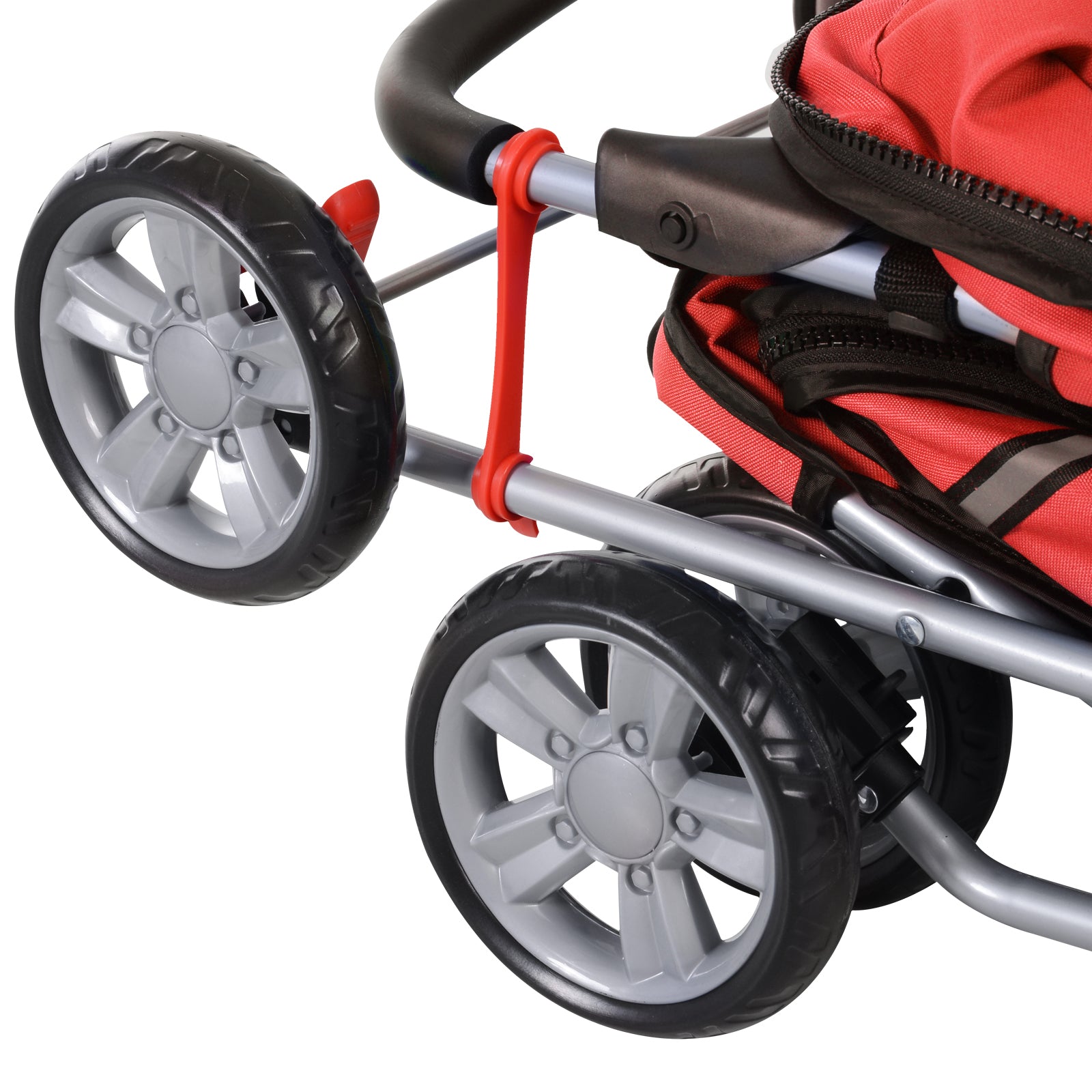 Dog Stroller, Foldable Pet Stroller for Small Dogs and Miniature Dogs, Cat Stroller with Storage Basket, Cup Holder, Mesh Windows, Pet Wagon Oxford, Red