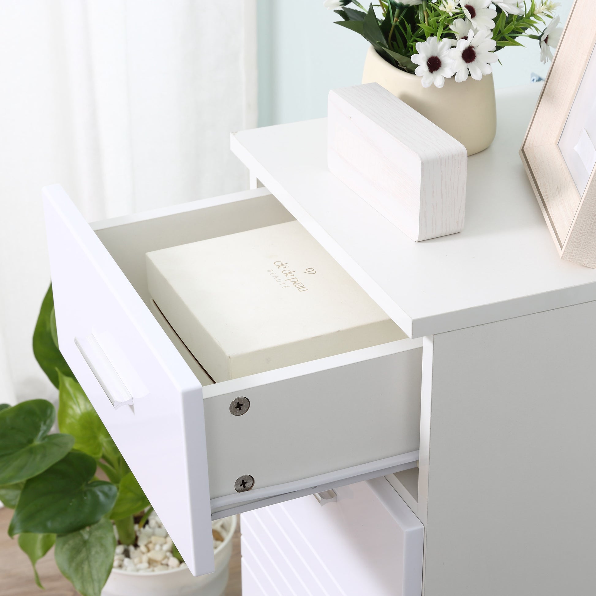 Bathroom Storage Cabinet Floor Cabinet with Door Drawer and Adjustable Shelf for Living Room Bedroom Bathroom 35x30x77.5 cm White