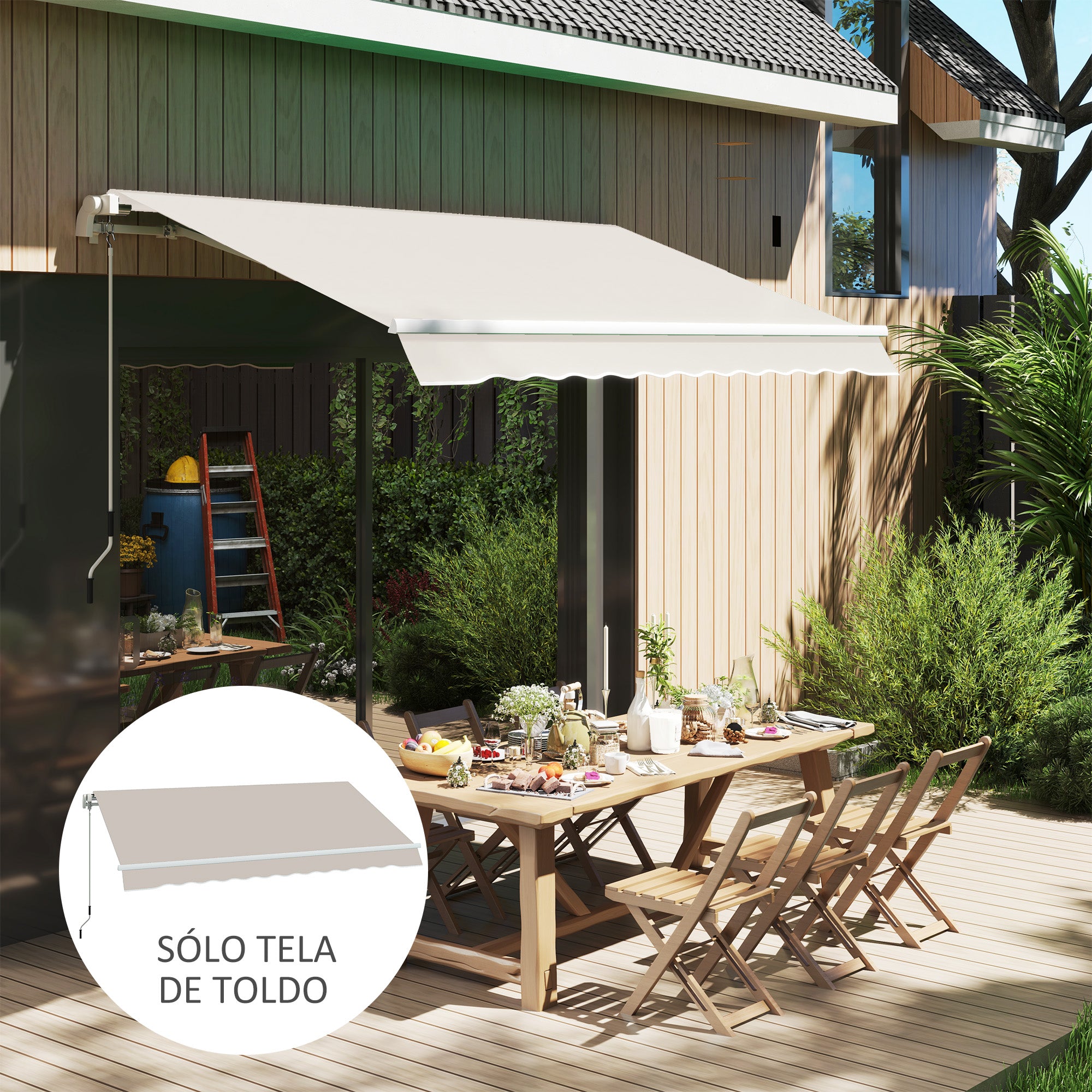 Replacement Canopy for 2.8x2.5 m Canopy UV 50+ Protection Waterproof Replacement Fabric for Patio Terrace Garden Cream