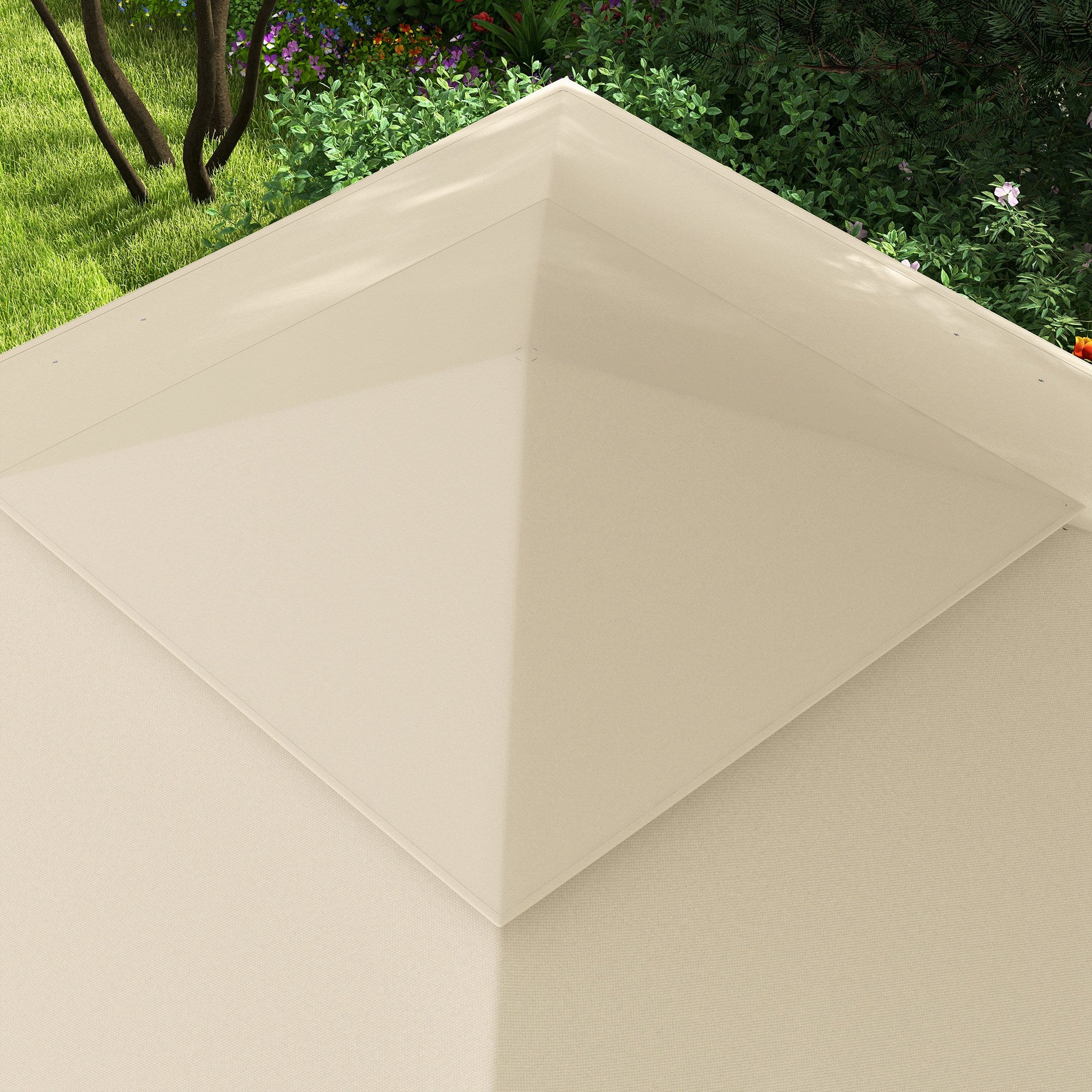 Folding Gazebo 3.3x3.3m Foldable Canopy with 4 Anti-UV Mesh Sidewalls and Carry Bag for Camping Parties Cream