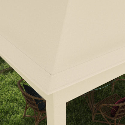 Folding Gazebo 3.3x3.3m Foldable Canopy with 4 Anti-UV Mesh Sidewalls and Carry Bag for Camping Parties Cream