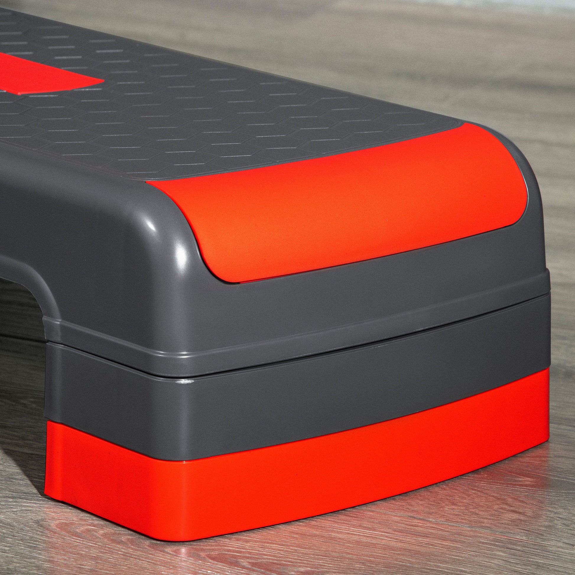Aerobic Stepper Step Board adjustable height Fitness Home Trainer with 3 Levels (10/15/20 cm) Indoor Outdoor Capacity up to 150 kg 78 x 28 x 10-20 cm Red
