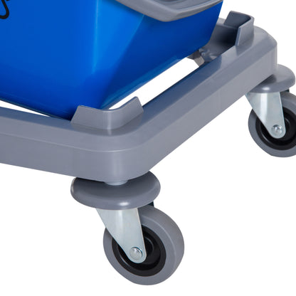 Cleaning Trolley Cleaning Cart Mop Cart with 2 Buckets System Cart with 4 Smooth-Rolling Wheels Metal+PP Blue+Red 73 × 45 × 92 cm