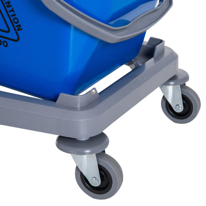 Cleaning Trolley Cleaning Cart Mop Cart with 2 Buckets System Cart with 4 Smooth-Rolling Wheels Metal+PP Blue+Red 73 × 45 × 92 cm