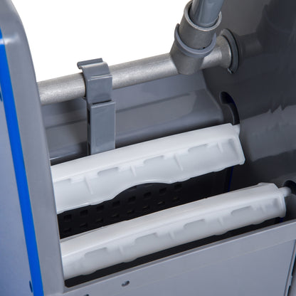 Cleaning Trolley Cleaning Cart Mop Cart with 2 Buckets System Cart with 4 Smooth-Rolling Wheels Metal+PP Blue+Red 73 × 45 × 92 cm