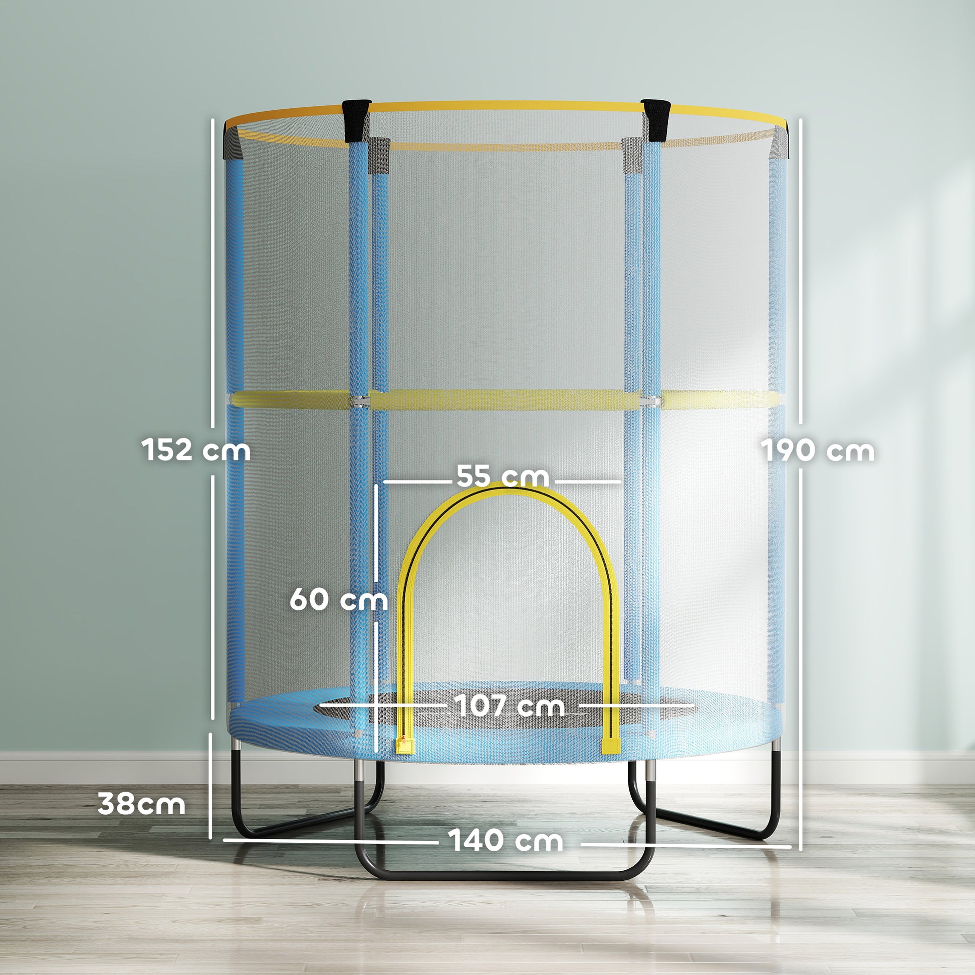 Kids Trampoline Ø140cm Outdoor Trampoline for Kids with Safety Net, Zipper, Elastic Rope, Edge Cover, Garden Trampoline for Indoor and Outdoor