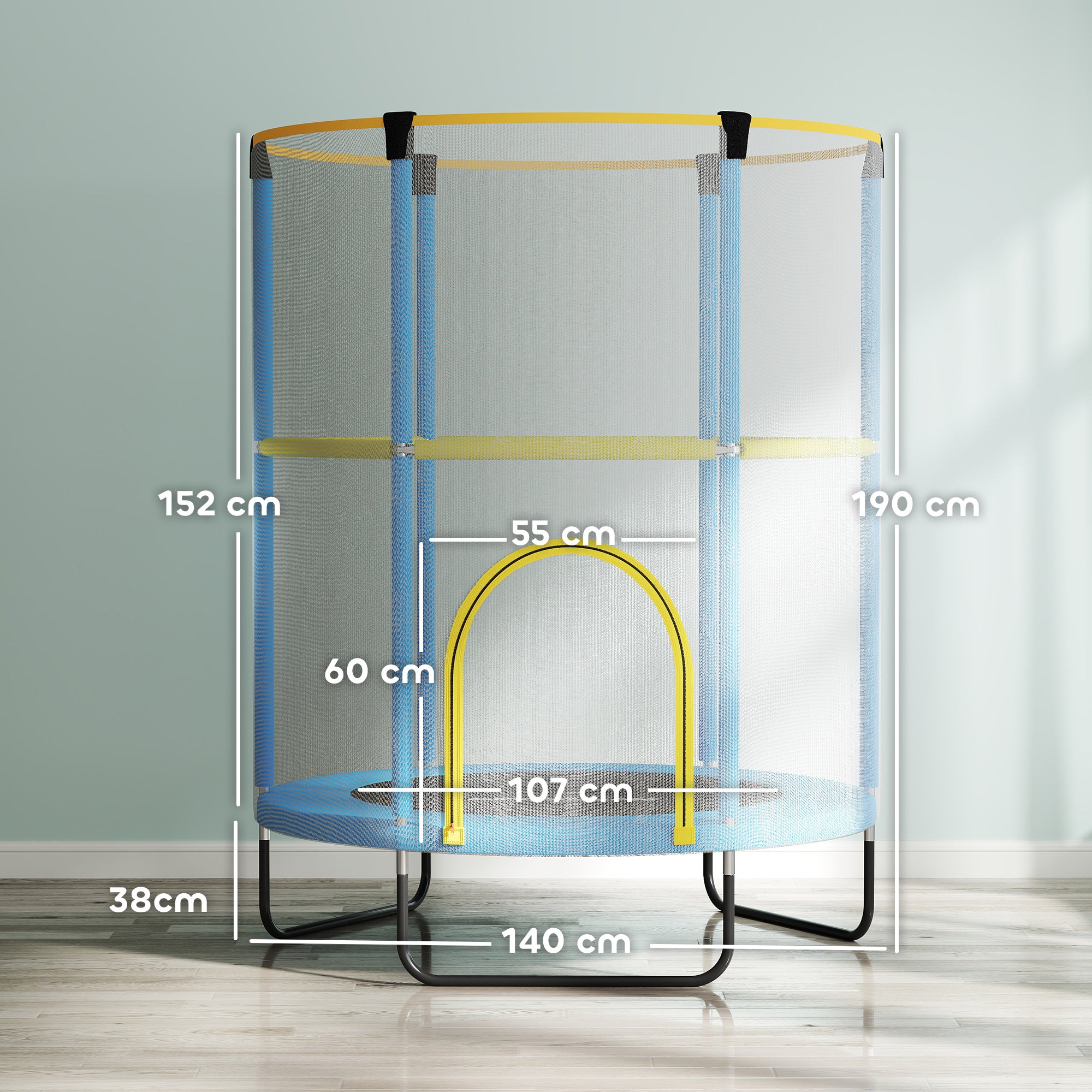 Kids Trampoline Ø140cm Outdoor Trampoline for Kids with Safety Net, Zipper, Elastic Rope, Edge Cover, Garden Trampoline for Indoor and Outdoor