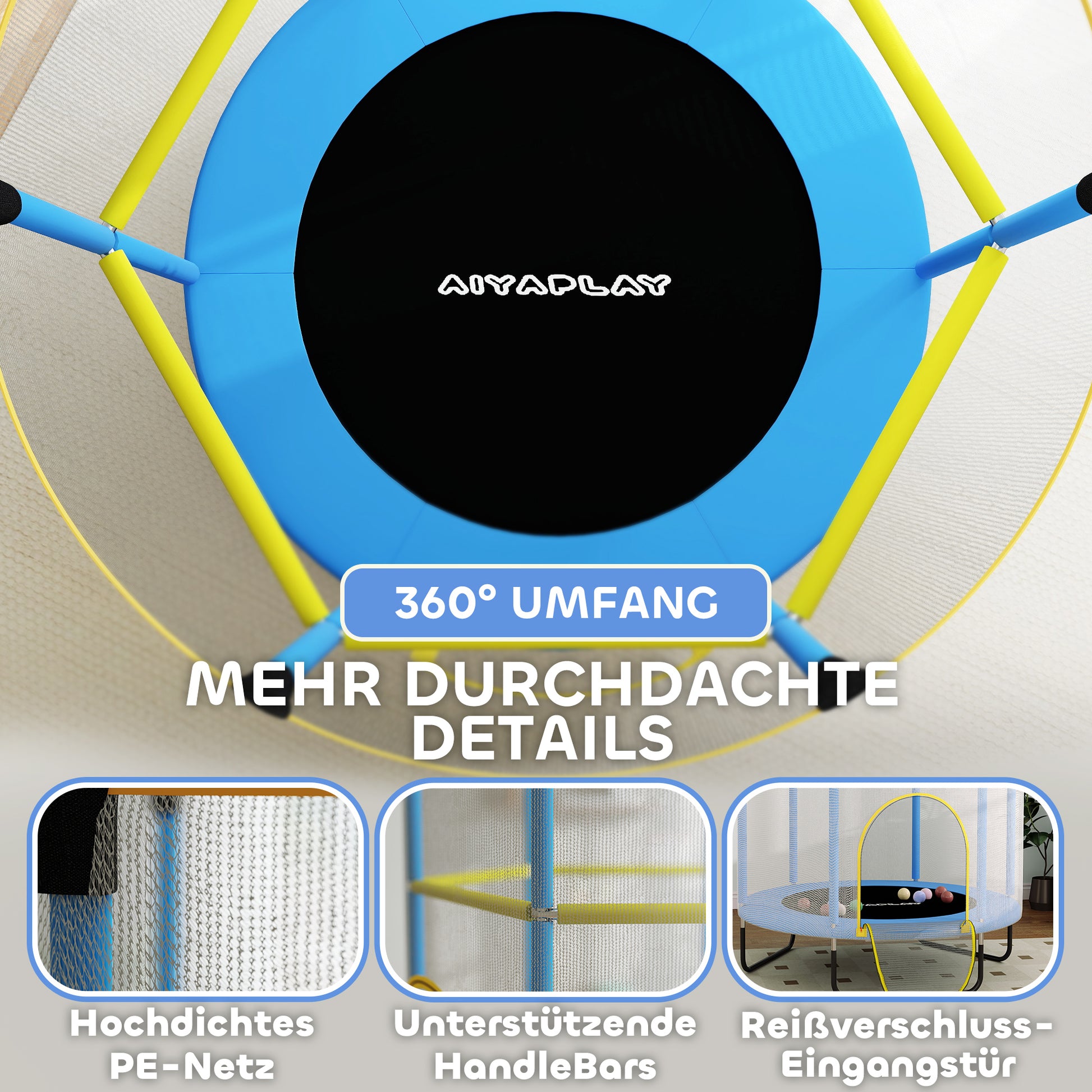 Kids Trampoline Ø140cm Outdoor Trampoline for Kids with Safety Net, Zipper, Elastic Rope, Edge Cover, Garden Trampoline for Indoor and Outdoor