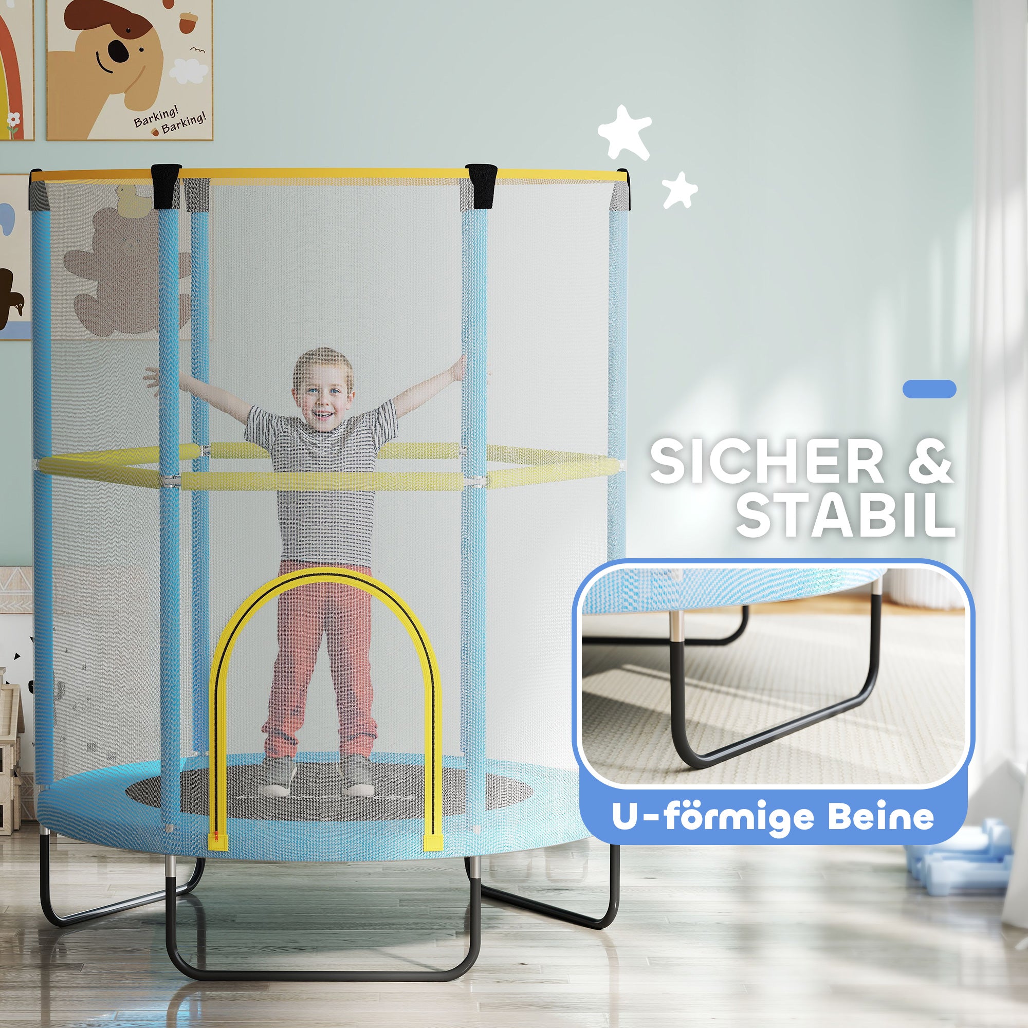 Kids Trampoline Ø140cm Outdoor Trampoline for Kids with Safety Net, Zipper, Elastic Rope, Edge Cover, Garden Trampoline for Indoor and Outdoor