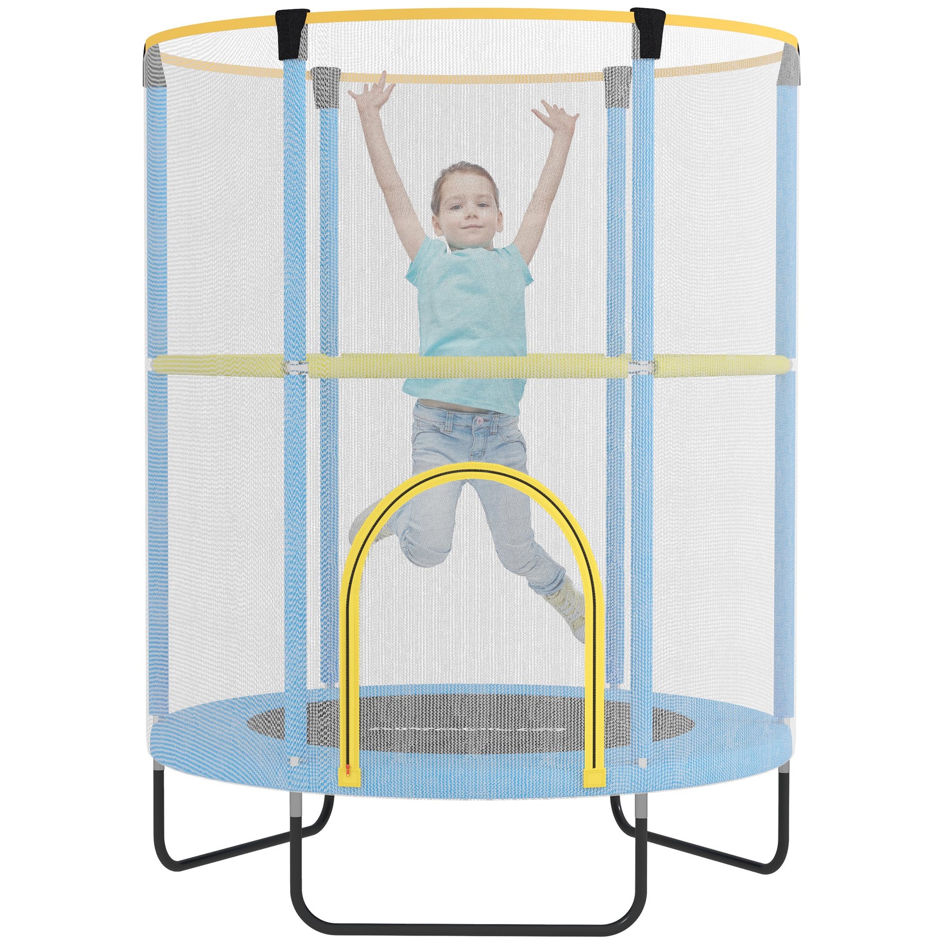 Kids Trampoline Ø140cm Outdoor Trampoline for Kids with Safety Net, Zipper, Elastic Rope, Edge Cover, Garden Trampoline for Indoor and Outdoor