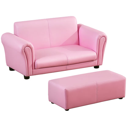 Children's Armchair with Footstool, Kid's Couch with Stool, Children's Sofa, Sofa Armchair, Pink 83 x 42 x 41 cm