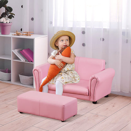 Children's Armchair with Footstool, Kid's Couch with Stool, Children's Sofa, Sofa Armchair, Pink 83 x 42 x 41 cm