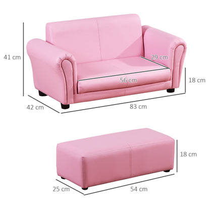 Children's Armchair with Footstool, Kid's Couch with Stool, Children's Sofa, Sofa Armchair, Pink 83 x 42 x 41 cm