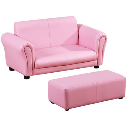 Children's Armchair with Footstool, Kid's Couch with Stool, Children's Sofa, Sofa Armchair, Pink 83 x 42 x 41 cm