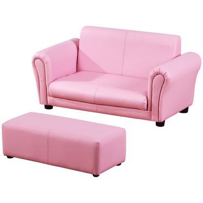 Children's Armchair with Footstool, Kid's Couch with Stool, Children's Sofa, Sofa Armchair, Pink 83 x 42 x 41 cm