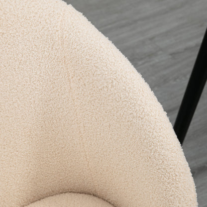 Set of 2 dining chairs kitchen chairs in loop wool effect fabric living room chairs with black steel legs - 55 x 62 x 80 cm beige black