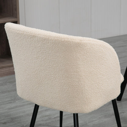 Set of 2 dining chairs kitchen chairs in loop wool effect fabric living room chairs with black steel legs - 55 x 62 x 80 cm beige black
