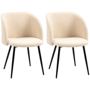 Set of 2 dining chairs kitchen chairs in loop wool effect fabric living room chairs with black steel legs - 55 x 62 x 80 cm beige black
