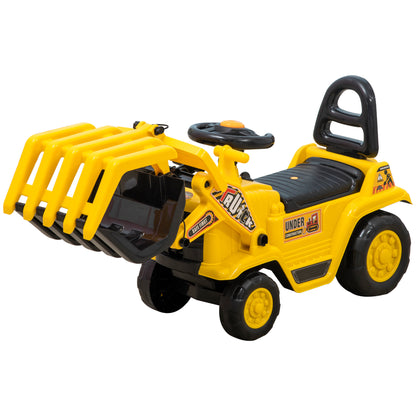 Sit-On Digger with Rotatable Adjustable Shovel, Horn Kids Can Sit On with Storage Space under Seat Ride-On Toy Digger up to 30 kg, Sand Digger for Kids 2-4 Years Yellow