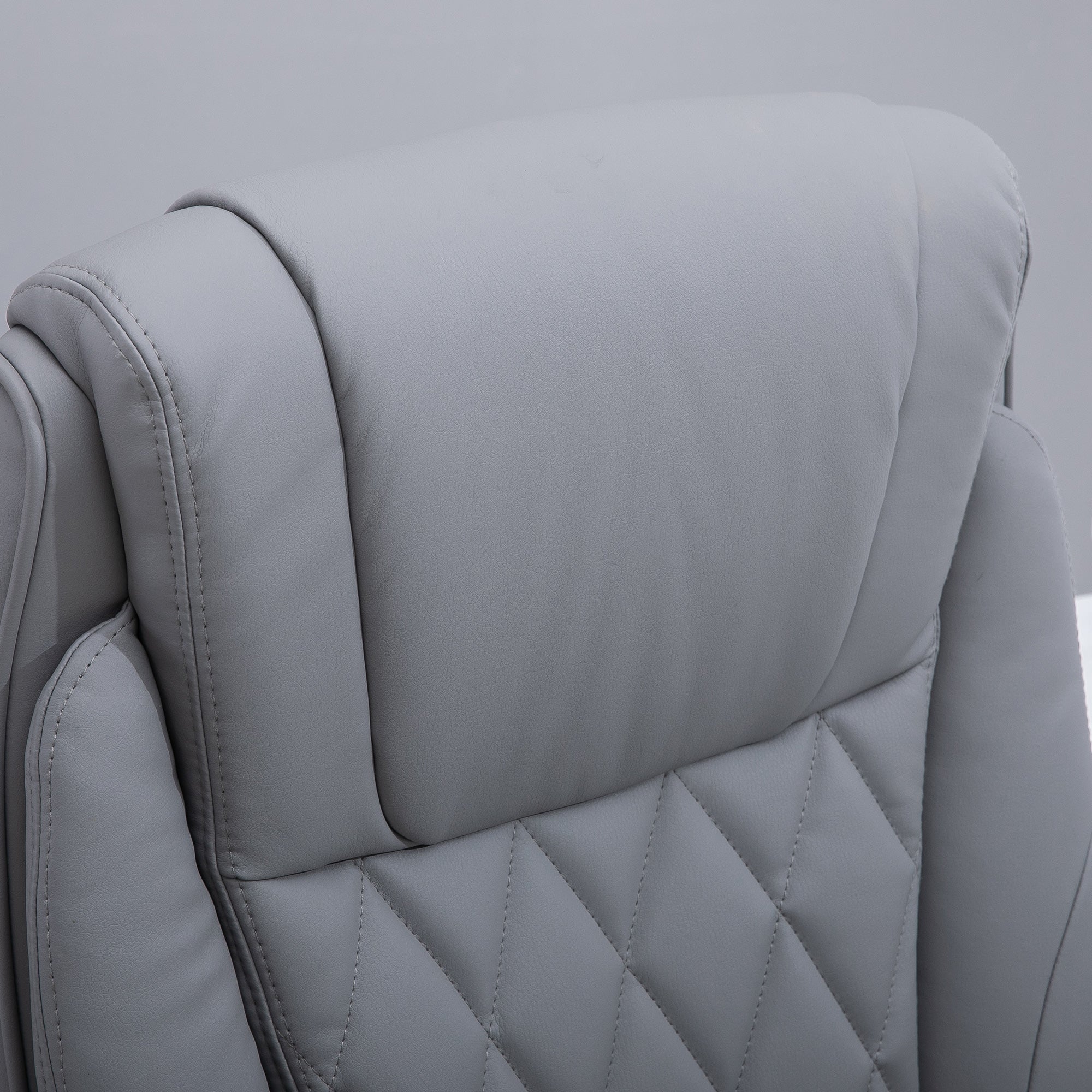 Ergonomic Office Chair with Padding, Adjustable Height, and 5 Swivel Wheels, in PU Leather and Foam, 70x71x113-121 cm, Gray