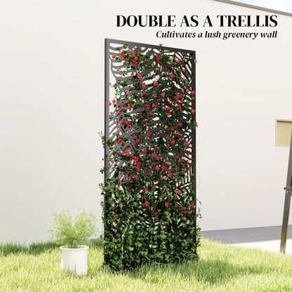 Freestanding/Suspendable Privacy Screen 25.6 x 51.2 in – Metal Panel Divider for Balcony & Terrace, Black
