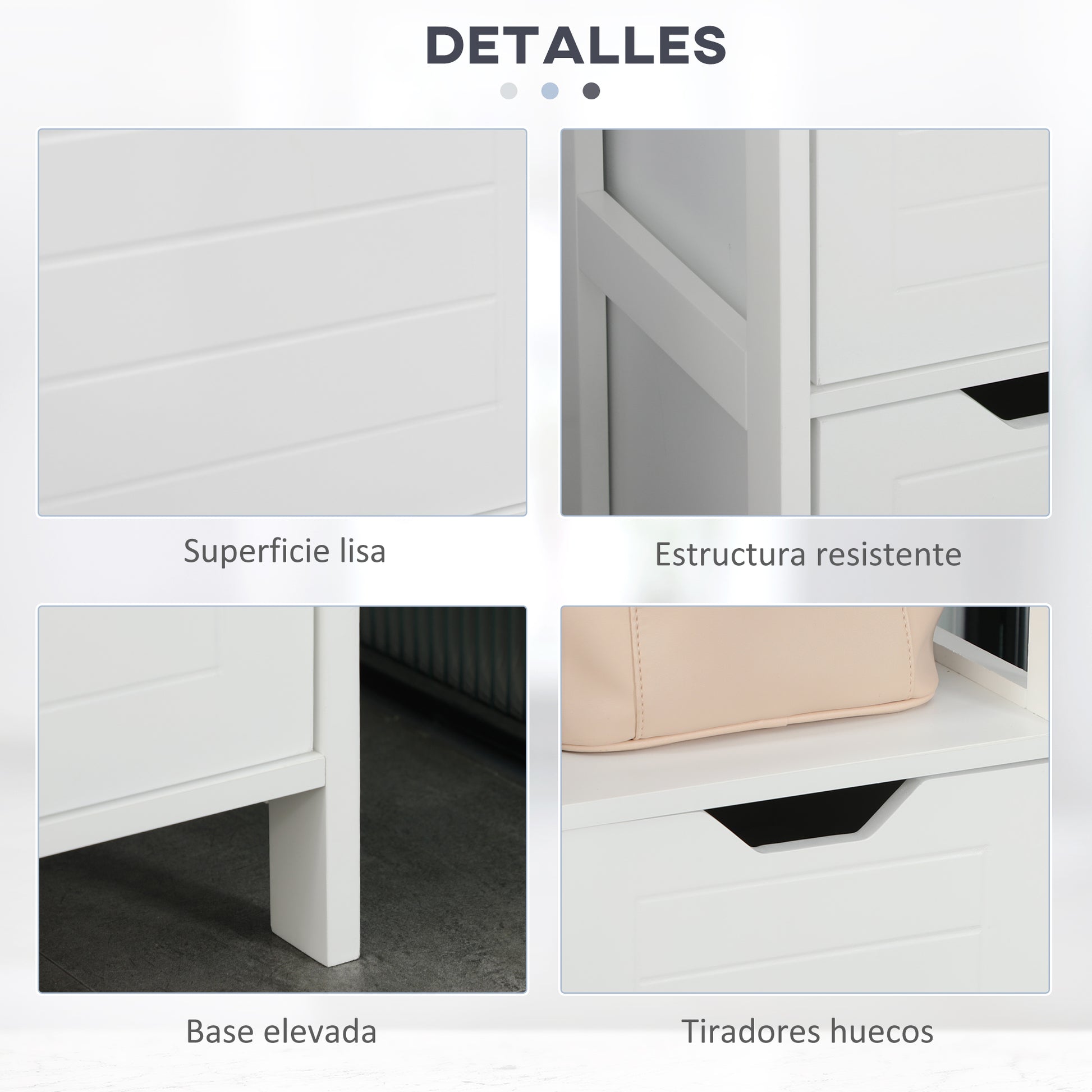 Tall Multipurpose Bathroom Cabinet Column Furniture with 3 Open Shelves and 2 Storage Drawers Anti-tilt Design 30x30x144 cm White