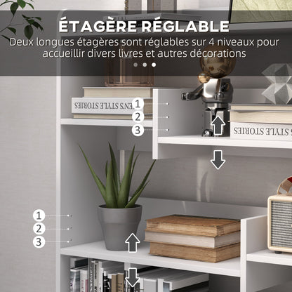 Bookshelf Storage Furniture dim. 90L x 24W x 91H cm 4 Levels 3 Back Panels Particle Boards White