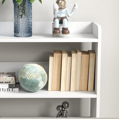 Bookshelf Storage Furniture dim. 90L x 24W x 91H cm 4 Levels 3 Back Panels Particle Boards White